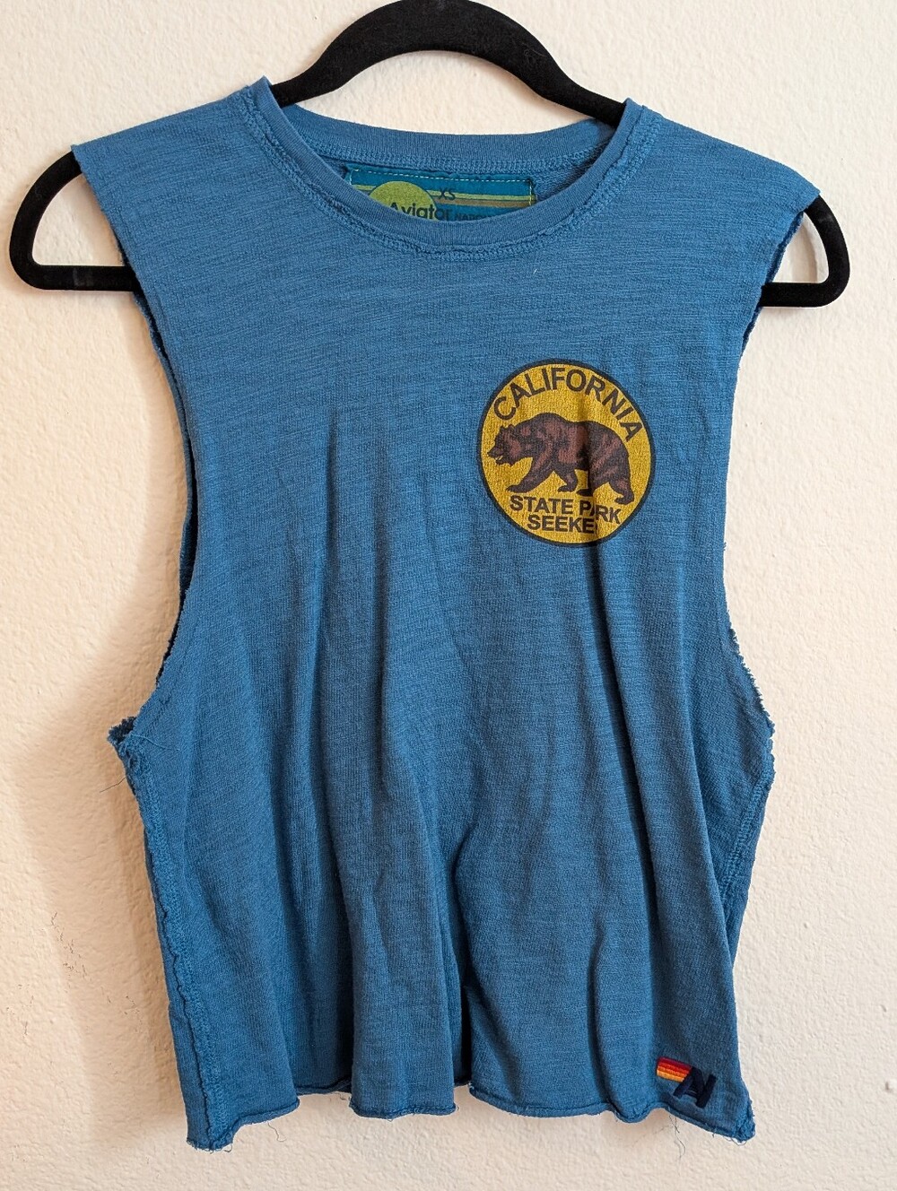 Aviator Nation Blue Muscle Tank Bear California State Park Seeker X-Small - Picture 2 of 8